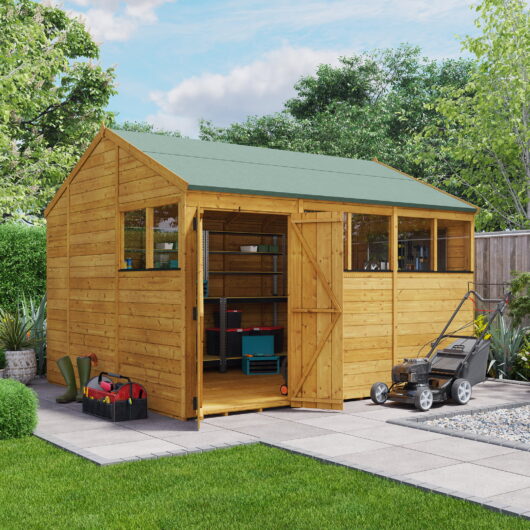 12x10 BillyOh Expert Wooden Reverse Apex Workshop Shed with Windows - DIY Shed Kit