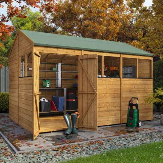 12x8 BillyOh Pro Reverse Apex HD Heavy Duty Wooden Workshop Shed High Ceiling Modular Shed
