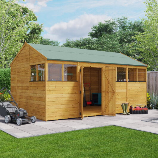 16x10 BillyOh Expert Wooden Reverse Apex Workshop Shed with Windows - Large DIY Shed Kit