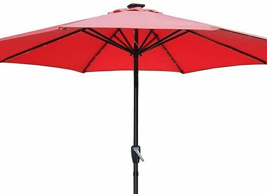 9ft Solar LED Patio Crank Parasol
