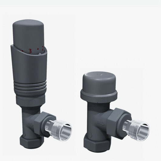 Anthracite Angled Thermostatic Radiator Valve Set trv Radiator Valves with Lockshield for Towel Rails Central Heating Radiators - Elegant