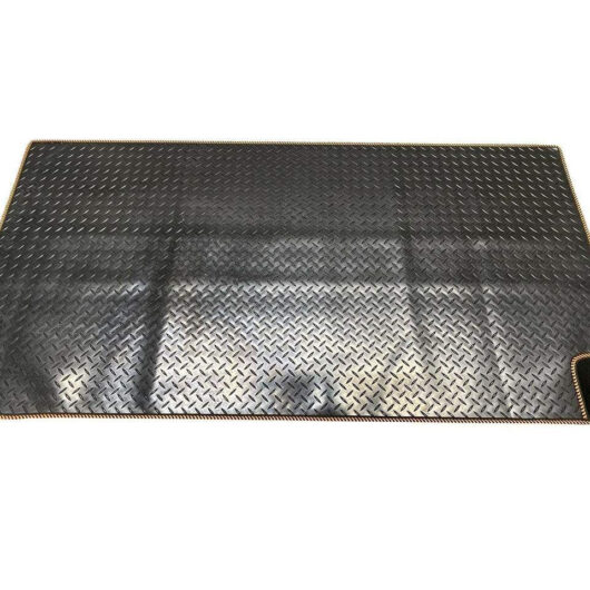 Awning Tunnel Mat 1500mm x 800mm Black Rubber with Orange Edge Trim