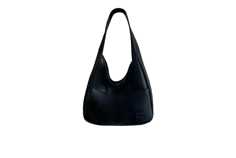 Black Large Vegan Leather Tote Bag - Spacious Designer Shoulder Handbag for Women | Wowcher
