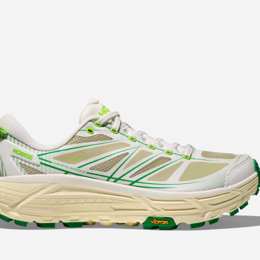 HOKA Mafate Speed 2 Lifestyle Shoes in White/Fresh Cut Grass, Size 12.5