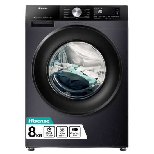 Hisense WF3S8043BB3 8kg 1400 Spin Washing Machine in Black A Rated Con
