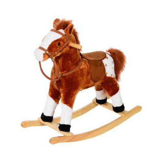 Interactive Plush Rocking Horse Toy with Sound - Brown, Ages 3-6, Imaginative Play, Educational, Battery-Operated | Wowcher