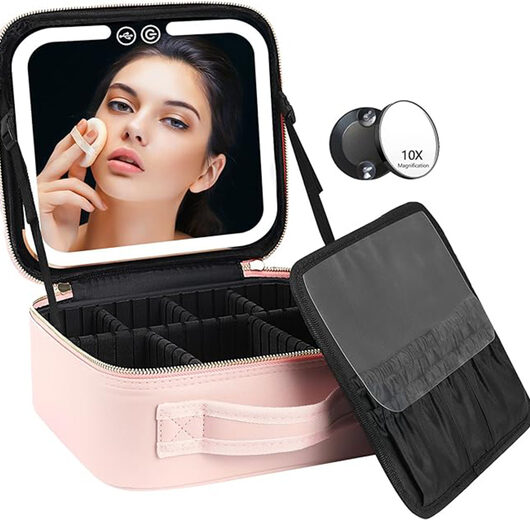 LED Light Makeup Case with Mirror - Professional Beauty Tool | Wowcher