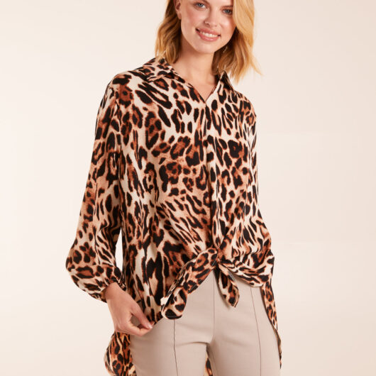 Leopard Print Blouse - S/M / STONE