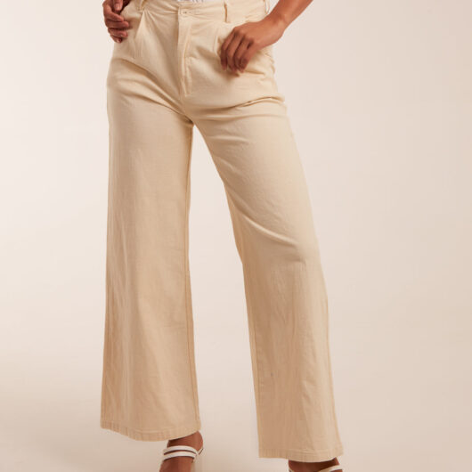 Wide Leg Trousers - 14 / BEIGE